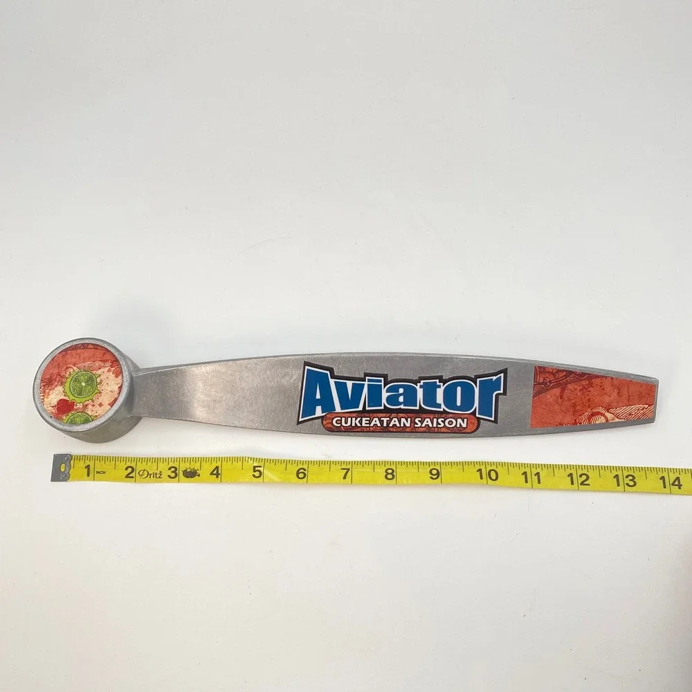 Aviator Brewing Cukeatan Saison Beer Tap Handle Metal Brushed Silver Logo‎